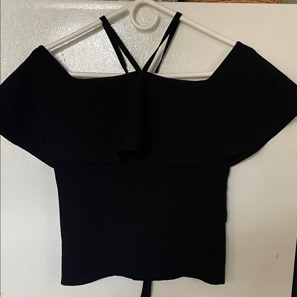 Club‎ Monaco Small Black Off-Shoulder Women's Top Adjustable Halter Straps